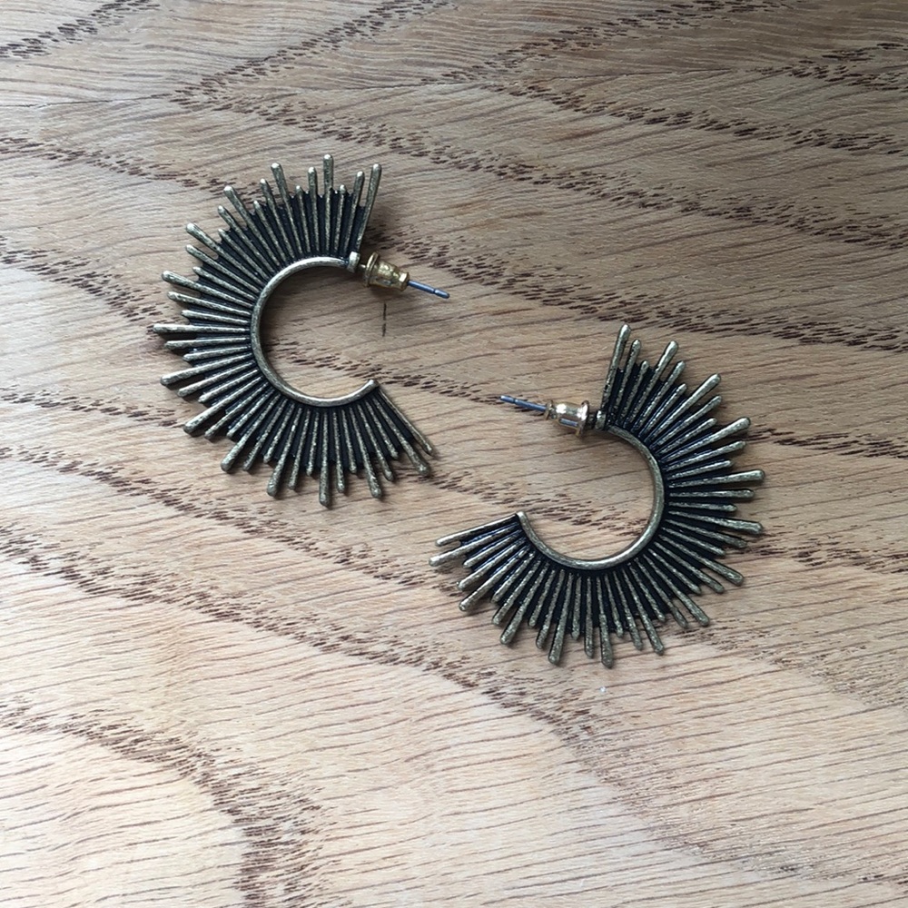 ASOS Gold Rustic Spikey Hoop Fashion Earrings